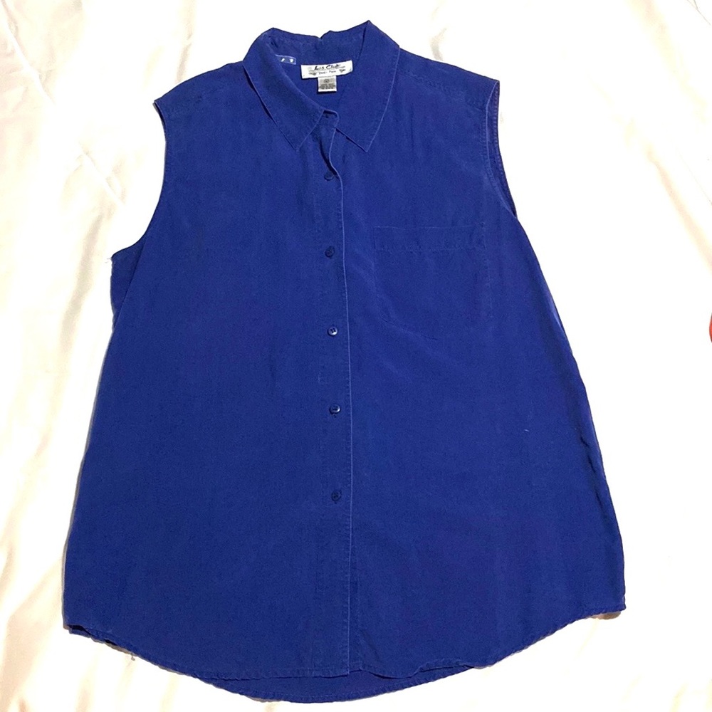 Washable sleeveless silk blouse, Royal blue, size M